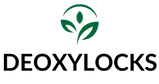 Deoxylocks logo with green leaves on a white background