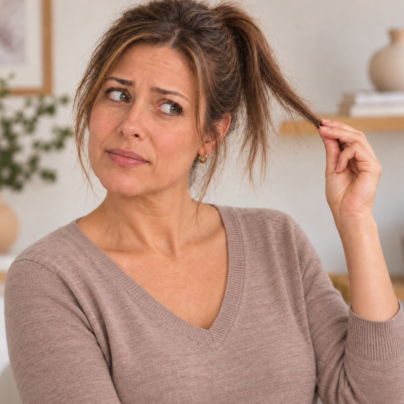 Woman with thinning pony tale 2ddr serum treatment 