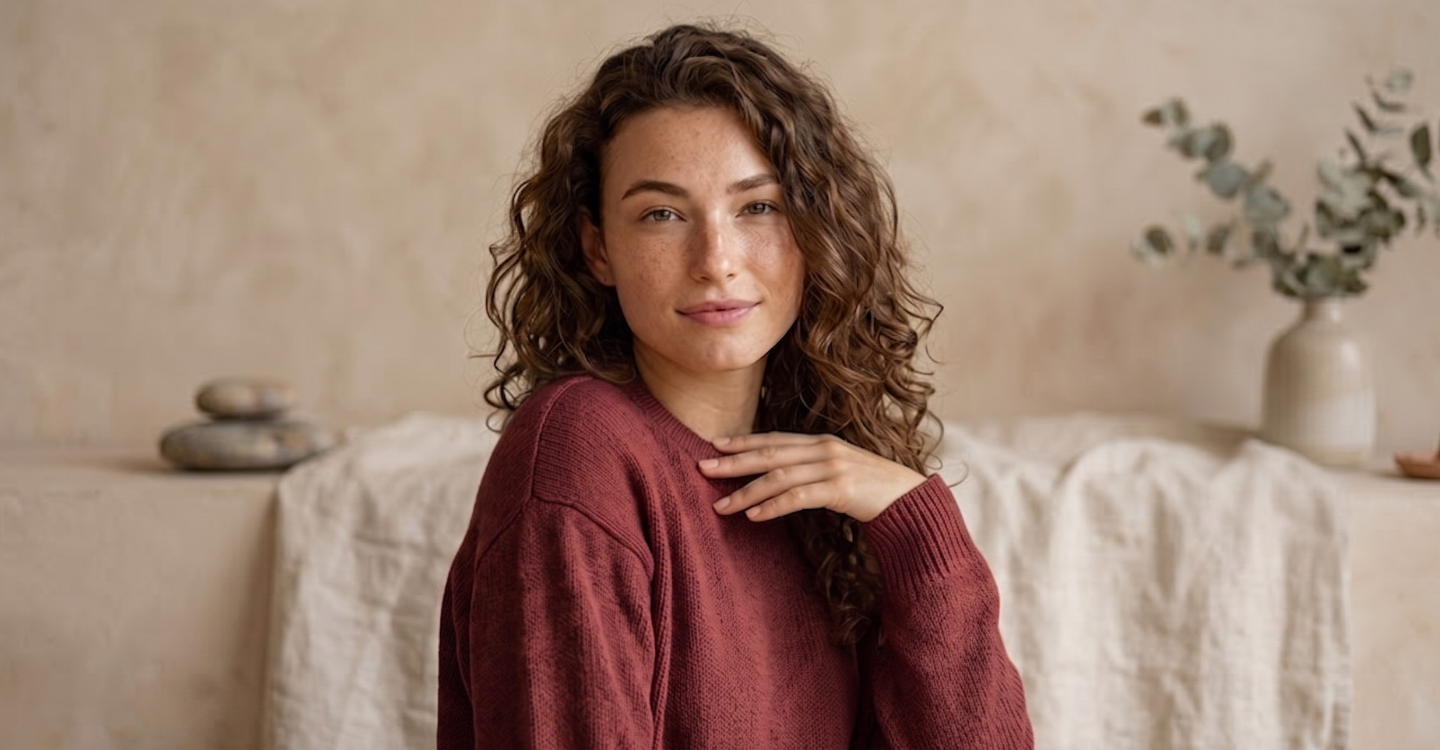 Woman with thick, healthy curly hair representing results of Deoxylocks Multi-Active Hair Density Serum, a physician formulated treatment designed to support natural hair growth, improve hair thickness, and enhance scalp health.